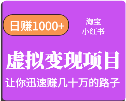淘宝OR小红书虚拟变现，日赚1000+，多账号操作年收入几十W不等-青年网赚