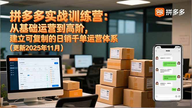 拼多多实战训练营:从基础运营到高阶,建立可复制的日销千单运营体系(更新11月-青年网赚