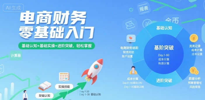 电商财务零基础入门，基础认知+基础实操+进阶突破，轻松掌握-青年网赚