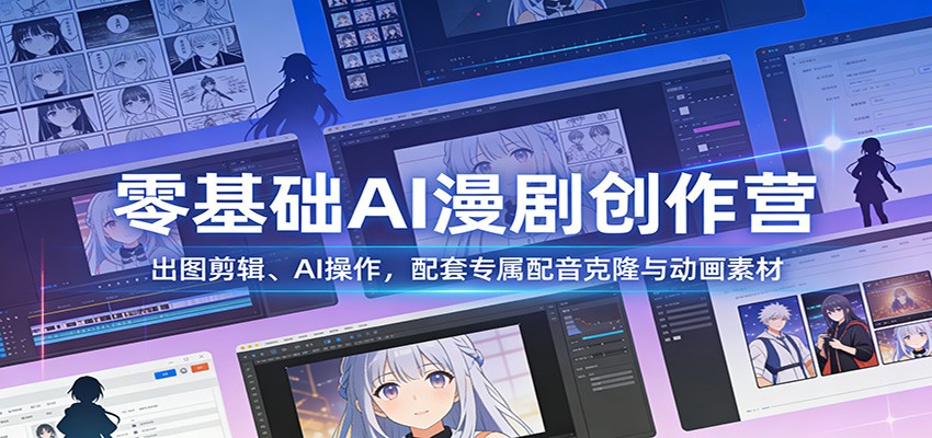 零基础AI漫剧创作营：出图剪辑、AI操作，配套专属配音克隆与动画素材-青年网赚