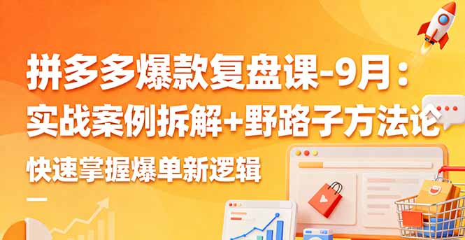 拼多多爆款复盘课-9月：实战案例拆解+野路子方法论，快速掌握爆单新逻辑-青年网赚
