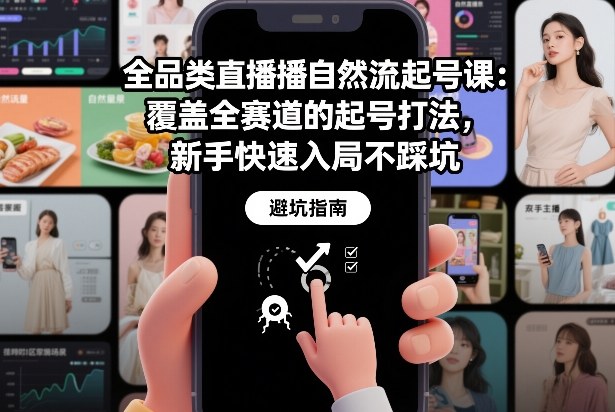 全品类直播自然流起号课：覆盖全赛道的起号打法，新手快速入局不踩坑-青年网赚