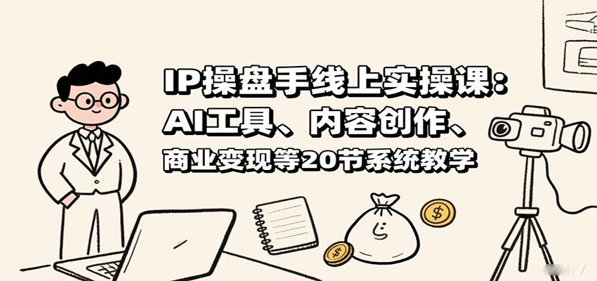 IP操盘手线上实操课：AI工具、内容创作、商业变现等20节系统教学-青年网赚