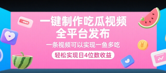 一键制作吃瓜视频，全平台发布，一条视频可以实现一鱼多吃，轻松实现日4位数收益【揭秘】-青年网赚