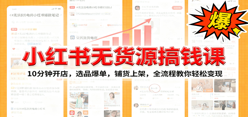 小红书无货源爆单课：10分钟开店，选品爆单，铺货上架，全流程教你轻松变现-青年网赚