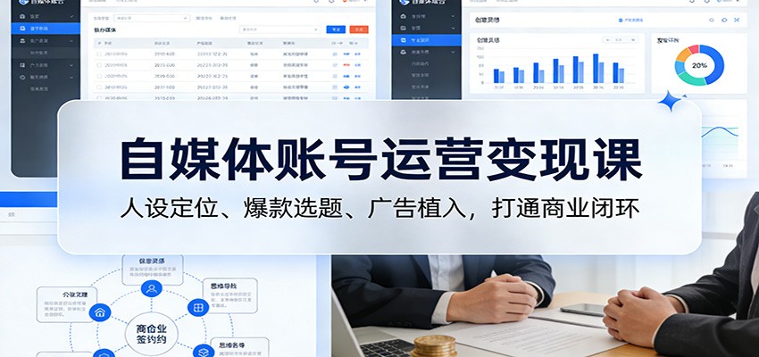 自媒体账号运营变现课：人设定位、爆款选题、广告植入，打通商业闭环-青年网赚
