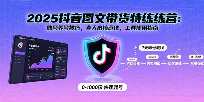 2025抖音图文带货特练营：账号养号技巧，真人出镜避坑，工具使用指南-青年网赚