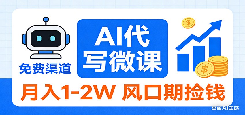 2026告别打工！AI 代写微课，提供免费渠道，月入 1-2W 风口期捡钱-青年网赚