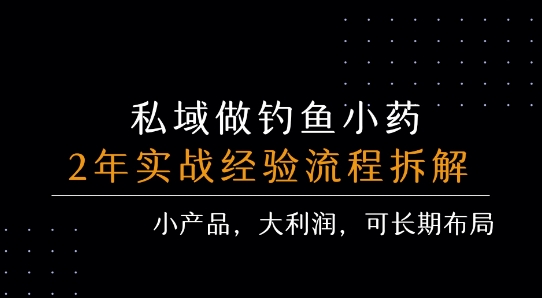 私域做钓鱼小药 每单利润3张+ 详细流程拆解-青年网赚