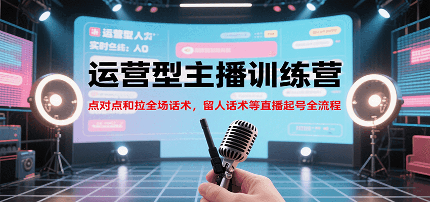 运营型主播训练营，点对点和拉全场话术，留人话术等直播起号全流程(更新8月)-青年网赚