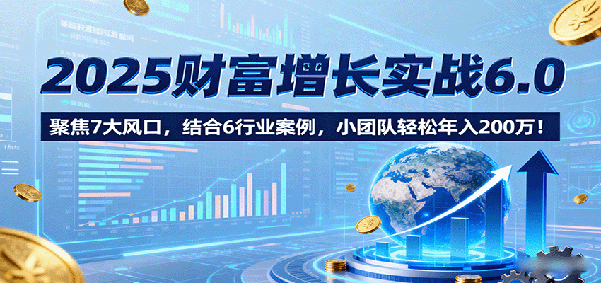 2025财富增长实战6.0，聚焦7大风口，结合6行业案例，小团队轻松年入200万！-青年网赚