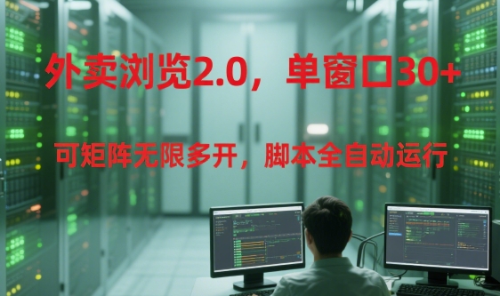外卖浏览2.0，单窗口30+可矩阵无限多开，脚本全自动运行【揭秘】-青年网赚