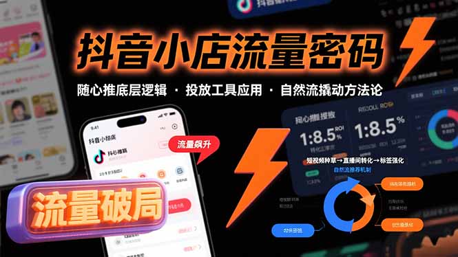 抖音小店流量密码，随心推底层逻辑，投放工具应用，自然流撬动核心方法论-青年网赚