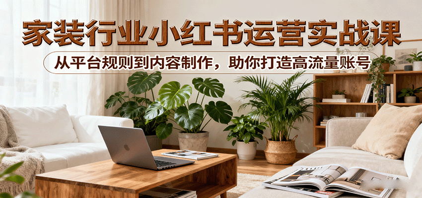 小红书家装行业运营实战课：从平台规则到内容制作，助你打造高流量账号-青年网赚