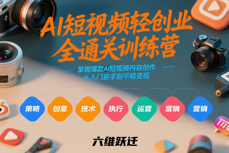 AI短视频轻创业全通关训练营，掌握爆款AI短视频内容创作，从入门新手到平稳变现的六维跃迁-青年网赚