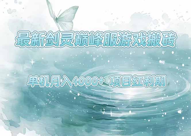 最新剑灵巅峰服游戏搬砖，项目红利期，单机稳定4000+操作简单好上手-青年网赚