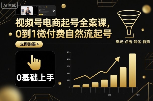 视频号电商起号全案课，0到1微付费自然流起号-青年网赚