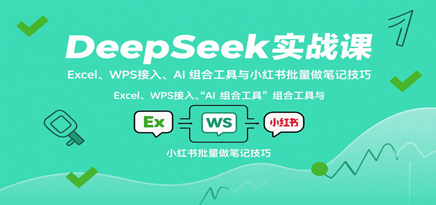 DeepSeek实战课：Excel、WPS接入、AI 组合工具与小红书批量做笔记技巧-青年网赚