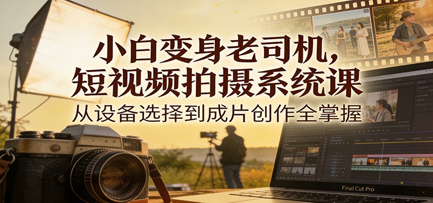 小白变身老司机，短视频拍摄系统课，从设备选择到成片创作全掌握-青年网赚