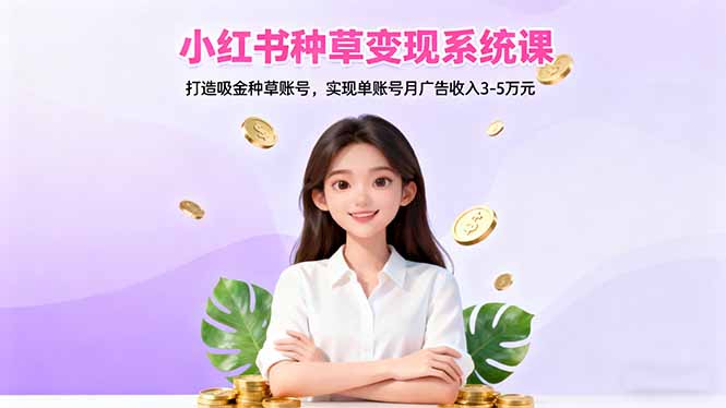 小红书种草变现系统课：打造吸金种草账号，实现单账号月广告收入3-5万元-青年网赚
