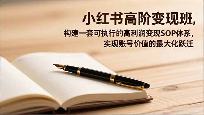 小红书高阶变现班，构建一套可执行的高利润变现SOP体系，实现账号价值的最大化跃迁-青年网赚