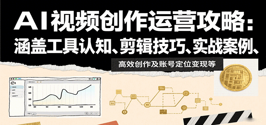 AI视频创作运营攻略：涵盖工具认知、剪辑技巧、实战案例、高效创作及账号定位变现等-青年网赚