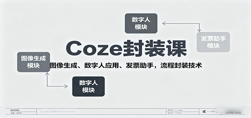 Coze封装课，图像生成、数字人应用、发票助手，流程封装技术-青年网赚