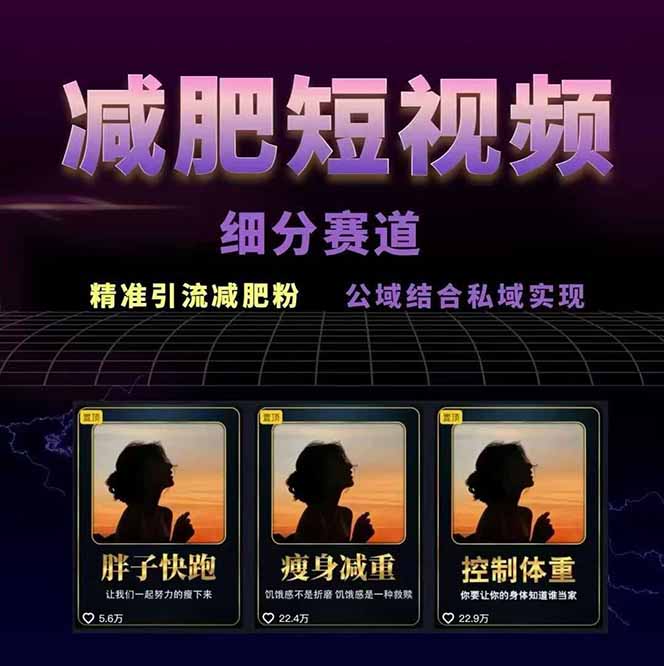 图片[1]-减肥短视频赛道运营课：素材准备-视频制作-引流变现全流程 (附素材-青年网赚