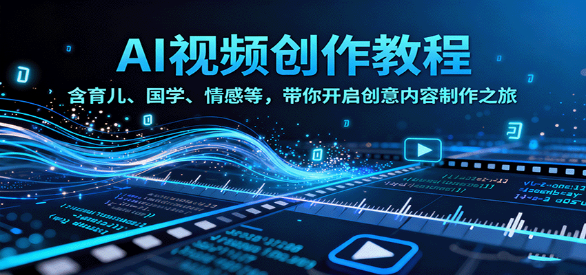 AI视频创富课，含育儿、国学、情感等，带你开启创意内容制作之旅-青年网赚