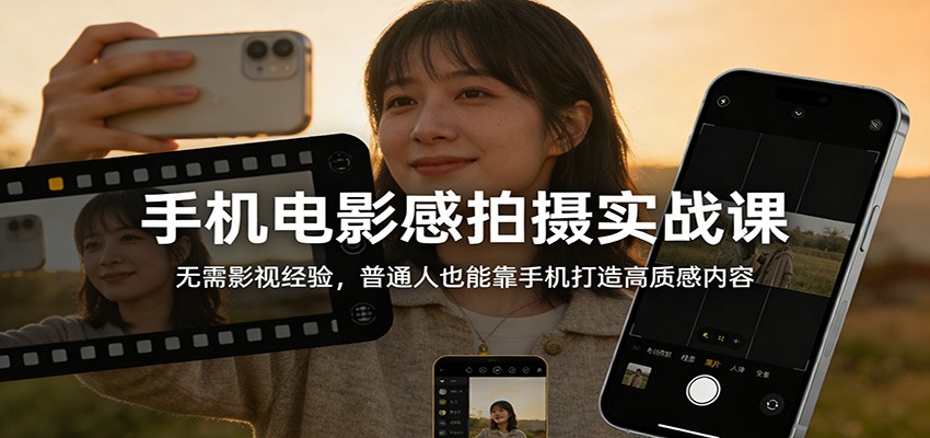 手机电影感拍摄实战课：无需影视经验，普通人也能靠手机打造高质感内容-青年网赚