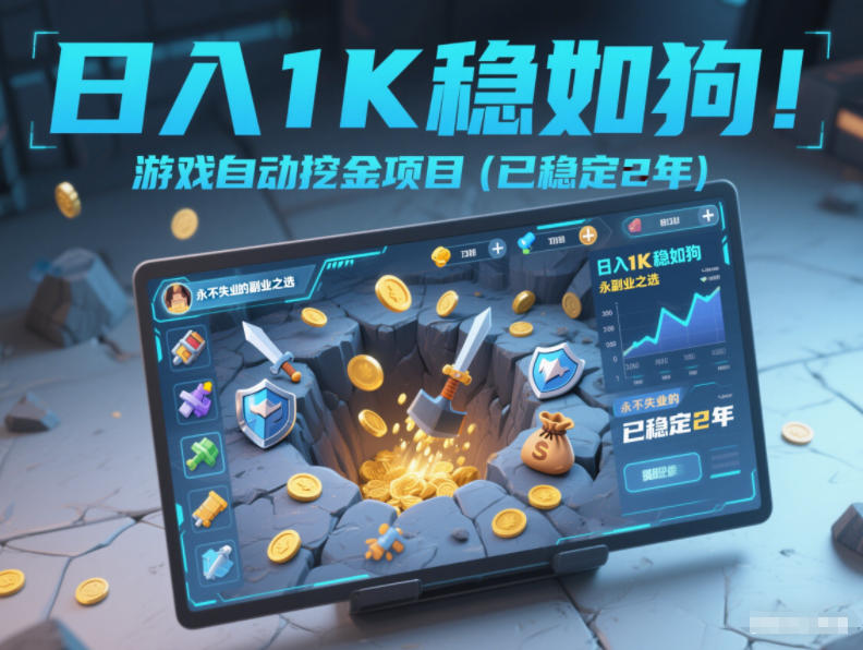 日入1K稳如狗！游戏自动挖金项目(已稳定2年)，永不失业的副业之选【揭秘】-青年网赚