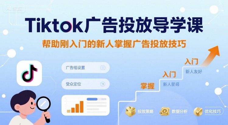 Tiktok广告投放导学课，帮助刚入门的新人掌握广告投放技巧-青年网赚