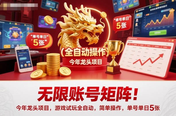 无限账号矩阵！今年龙头项目，游戏试玩全自动，简单操作，单号单日5张【揭秘】-青年网赚