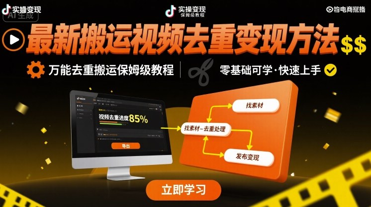 最新搬运视频去重变现方法，万能去重搬运保姆级教程-青年网赚