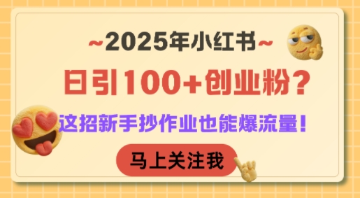 2025年小红书日引100+创业粉？这招新手抄作业也能爆流量！-青年网赚