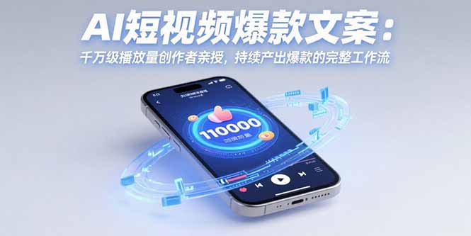 AI短视频爆款文案：千万级播放量创作者亲授，持续产出爆款的完整工作流-青年网赚