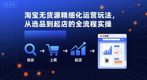 淘宝无货源精细化运营玩法，从选品到起店的全流程实操-青年网赚