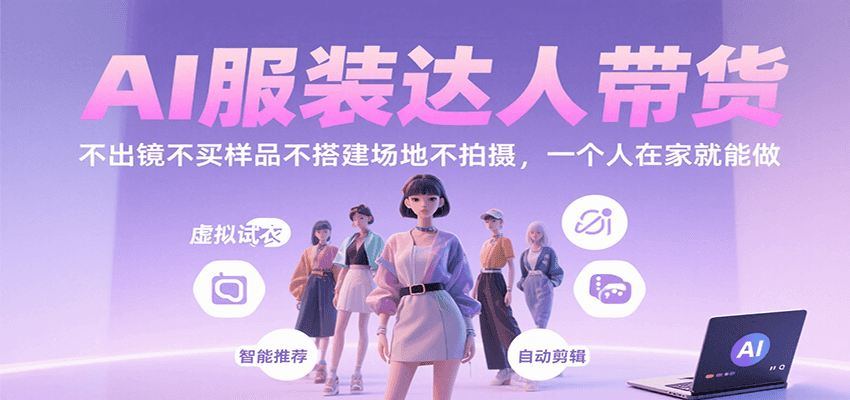 AI服装达人带货，不出镜不买样品不搭建场地不拍摄，一个人在家就能做-青年网赚