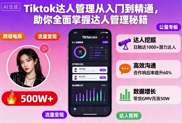 Tiktok达人管理从入门到精通，助你全面掌握达人管理秘籍-青年网赚