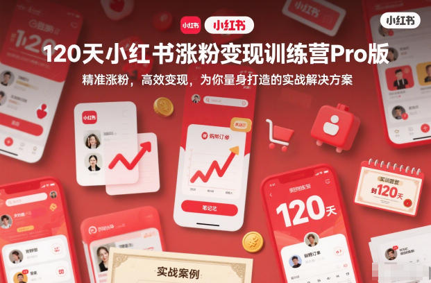 120天小红书涨粉变现训练营Pro版，精准涨粉，高效变现，为你量身打造的实战解决方案-青年网赚