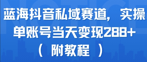 蓝海抖音私域赛道，实操单账号当天变现288+(附教程)-青年网赚