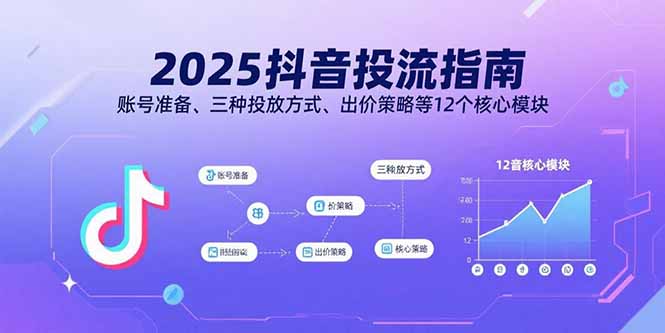 2025抖音投流指南，账号准备、三种投放方式、出价策略等12个核心模块-青年网赚