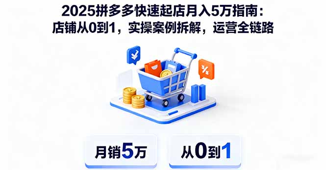 2025拼多多快速起店月入5万指南：店铺从0到1，实操案例拆解，运营全链路-青年网赚